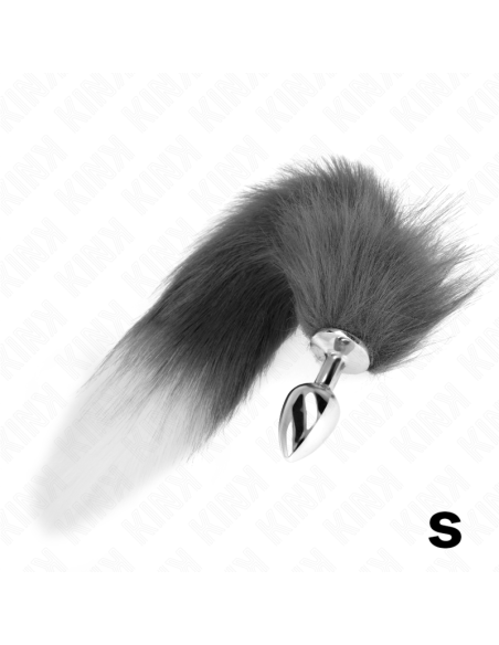 KINK PLUG ANAL TALLA S 7 X 3 CM CON COLA SINTETICA 40 CM PLATEADO Y BLANCO KINK PLUG ANAL TALLA S 7 X 3 CM CON COLA SINTETICA 40 CM PLATEADO Y BLANCO