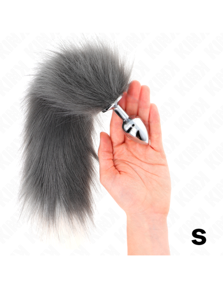 KINK PLUG ANAL TALLA S 7 X 3 CM CON COLA SINTETICA 40 CM PLATEADO Y BLANCO KINK PLUG ANAL TALLA S 7 X 3 CM CON COLA SINTETICA 40 CM PLATEADO Y BLANCO