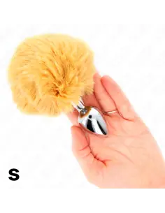 KINK PLUG 7 x 3 CM DE ACERO INOXIDABLE CON COLA DE CONEJO PIEL SINTETICA 8 CM BEIGE 2