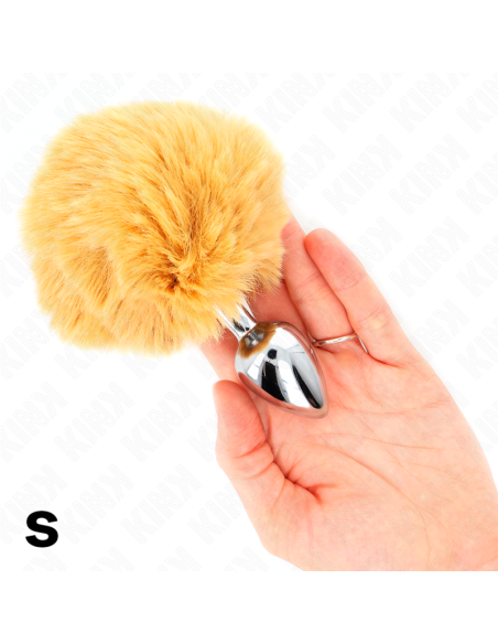 KINK PLUG 7 x 3 CM DE ACERO INOXIDABLE CON COLA DE CONEJO PIEL SINTETICA 8 CM BEIGE KINK PLUG 7 x 3 CM DE ACERO INOXIDABLE CON COLA DE CONEJO PIEL SINTETICA 8 CM BEIGE