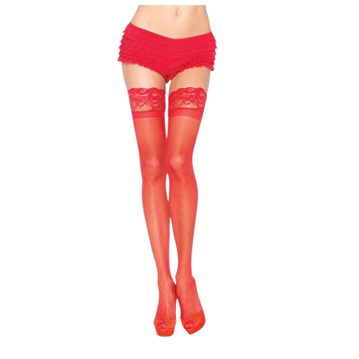 LEG AVENUE MEDIAS ROJAS CON ENCAJE AUTOADHESIVAS