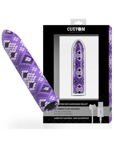 CUSTOM BULLETS BALA RECARGABLE SNAKE LILA 10 INTENSIDADES