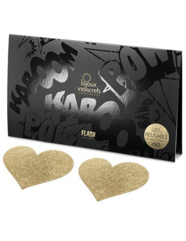 BIJOUX INDISCRETS PEZONERAS FLASH CORAZON DORADO
