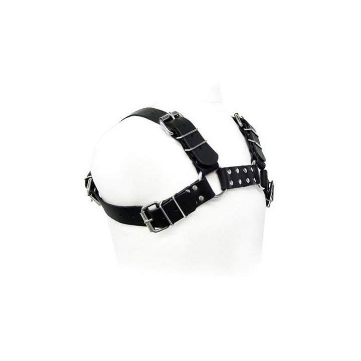 LEATHER BODY BLACK BULL DOG HARNESS