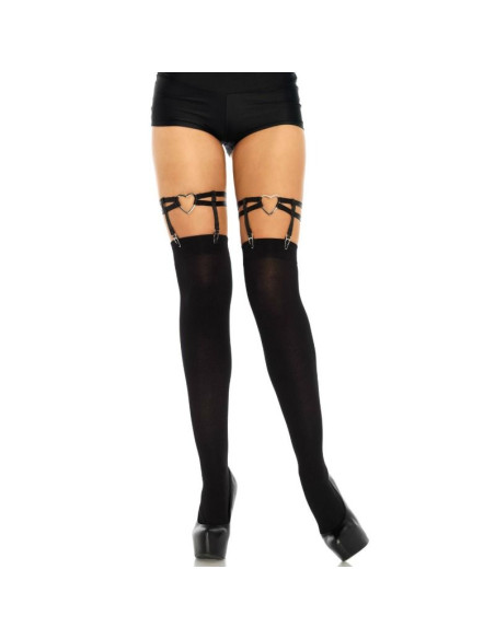 LEG AVENUE LIGAS DOBLES ELASTICAS CON CORAZON TALLA UNICA