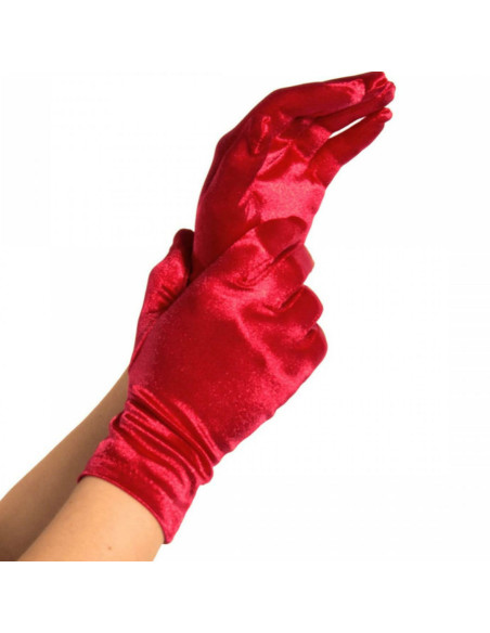 LEG AVENUE GUANTES SATIN ROJO