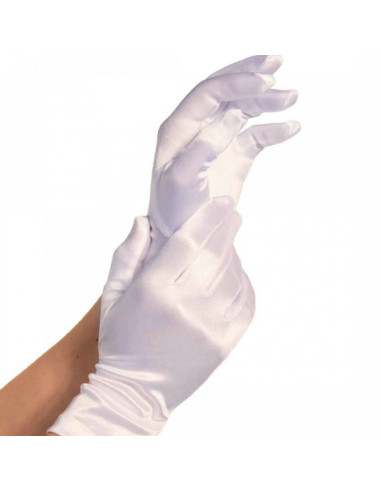 LEG AVENUE GUANTES SATIN BLANCO