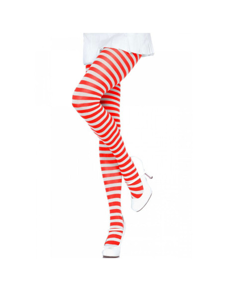 LEG AVENUE MEDIAS DE RAYAS BLANCO ROJO LEG AVENUE MEDIAS DE RAYAS BLANCO ROJO