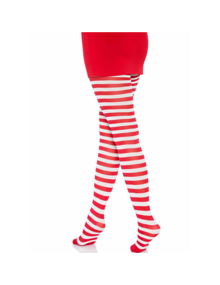 LEG AVENUE MEDIAS DE RAYAS BLANCO ROJO LEG AVENUE MEDIAS DE RAYAS BLANCO ROJO