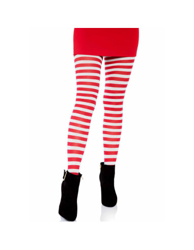 LEG AVENUE MEDIAS DE RAYAS BLANCO ROJO