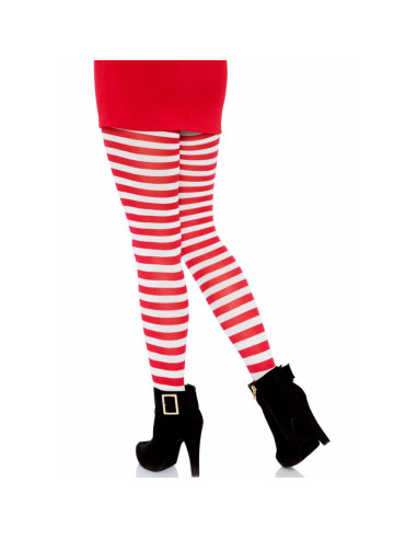 LEG AVENUE MEDIAS DE RAYAS BLANCO ROJO