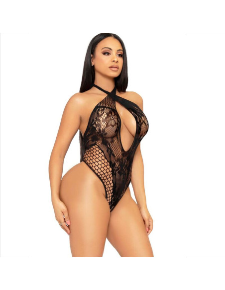 LEG AVENUE TEDDY HALTER CON ENCAJE NEGRO LEG AVENUE TEDDY HALTER CON ENCAJE NEGRO