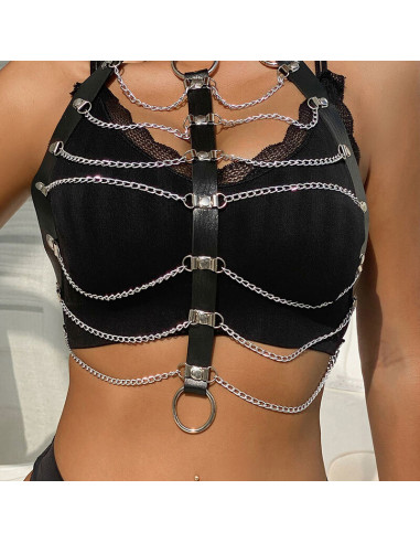 SUBBLIME ARNES DE PECHO CADENAS CUERO NEGRO TALLA UNICA