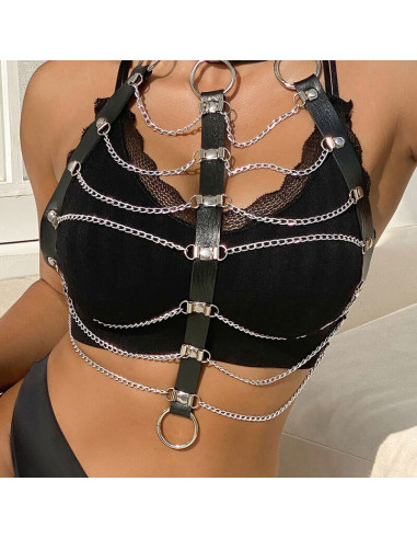 SUBBLIME ARNES DE PECHO CADENAS CUERO NEGRO TALLA UNICA