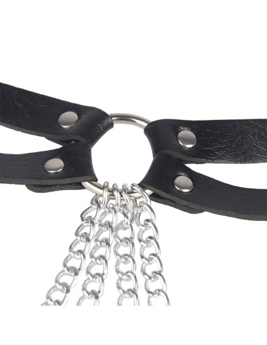 SUBBLIME CINTURON DE CADENAS ANILLAS CUERO NEGRO TALLA UNICA