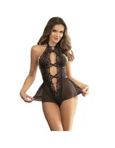 SUBBLIME TEDDY CUELLO HALTER ESPALDA DESCUBIERTA ENCAJE NEGRO S M 2