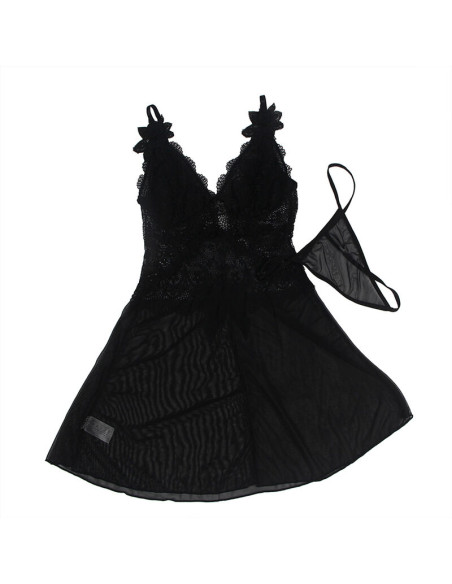 SUBBLIME BABYDOLL TELA DE TUL DETALLE ENCAJE Y FLOR NEGRO S M SUBBLIME BABYDOLL TELA DE TUL DETALLE ENCAJE Y FLOR NEGRO S M