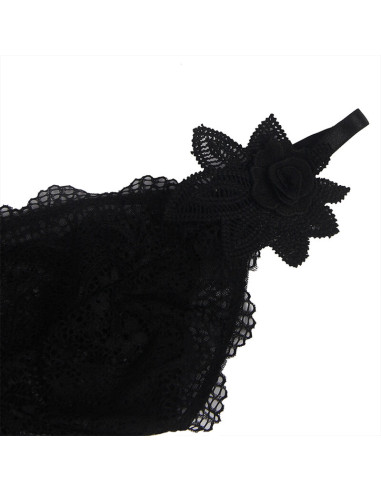 SUBBLIME BABYDOLL TELA DE TUL DETALLE ENCAJE Y FLOR NEGRO S M