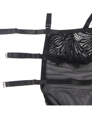 SUBBLIME BABYDOLL CON TIRANTES AJUSTABLES DE ENCAJE NEGRO S M