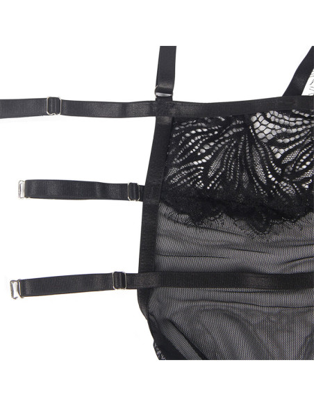 SUBBLIME BABYDOLL CON TIRANTES AJUSTABLES DE ENCAJE NEGRO S M