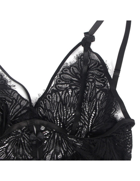 SUBBLIME BABYDOLL CON TIRANTES AJUSTABLES DE ENCAJE NEGRO S M