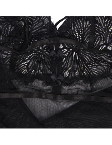 SUBBLIME BABYDOLL CON TIRANTES AJUSTABLES DE ENCAJE NEGRO S M