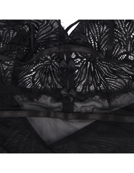 SUBBLIME BABYDOLL CON TIRANTES AJUSTABLES DE ENCAJE NEGRO S M