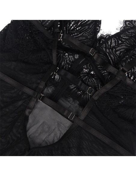 SUBBLIME BABYDOLL CON TIRANTES AJUSTABLES DE ENCAJE NEGRO S M