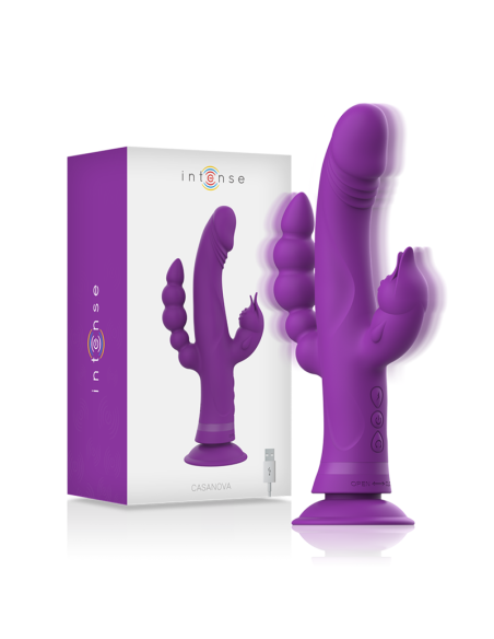 INTENSE CASANOVA VIBRADOR RABBIT SILICONA TRIPLE MOTOR MORADO