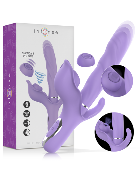 INTENSE BILLIE VIBRADOR MULTIFUNCIAN RECARGABLE ONDAS ESTIMULADORAS CON PULSADOR MORADO