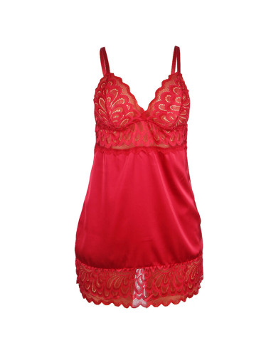 SUBBLIME BABYDOLL SATINADO CON ENCAJE ROJO S M
