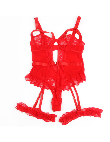 SUBBLIME TEDDY CON LIGA DETALLE ENCAJE Y TIRAS ROJO S M