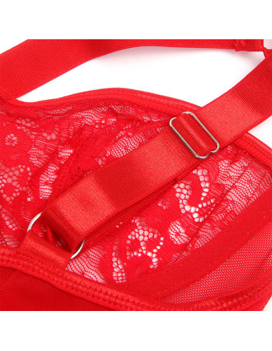 SUBBLIME TEDDY CON LIGA DETALLE ENCAJE Y TIRAS ROJO S M