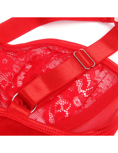 SUBBLIME TEDDY CON LIGA DETALLE ENCAJE Y TIRAS ROJO S M