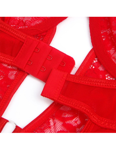 SUBBLIME TEDDY CON LIGA DETALLE ENCAJE Y TIRAS ROJO S M