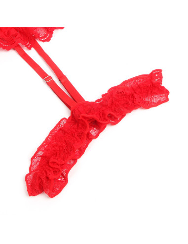 SUBBLIME TEDDY CON LIGA DETALLE ENCAJE Y TIRAS ROJO S M