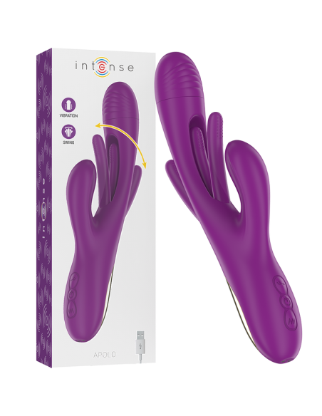 INTENSE APOLO VIBRADOR MULTIFUNCIAN RECARGABLE 7 VIBRACIONES CON LENGUA OSCILANTE MORADO