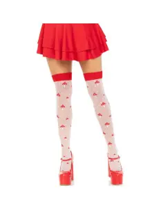 LEG AVENUE CALCETINES ALTOS CHAMPINONES ROJO BLANCO