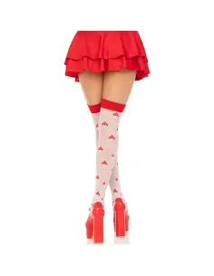 LEG AVENUE CALCETINES ALTOS CHAMPINONES ROJO BLANCO 2
