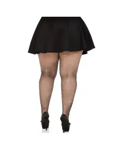 LEG AVENUE MEDIAS REJILLA CRISTALIZADA NEGRO PLUS SIZE 2