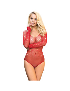 SUBBLIME 952303 BODY DE REJILLA BRILLANTE CON HOMBROS DESCUBIERTOS MANGA LARGA ROJO TALLA UNICA