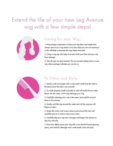 LEG AVENUE PELUCA LARGA LISA CON FLEQUILLO ROSA