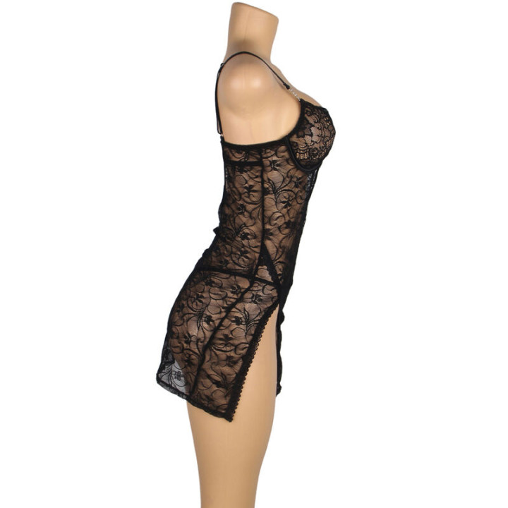 SUBBLIME 954185 BABYDOLL DE ENCAJE CON TIRANTES AJUSTABLES NEGRO S M