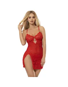 SUBBLIME 954208 BABYDOLL DE ENCAJE CON TIRANTES AJUSTABLES ROJO S M