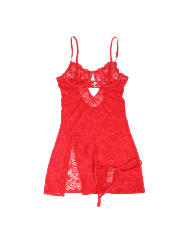 SUBBLIME 954208 BABYDOLL DE ENCAJE CON TIRANTES AJUSTABLES ROJO S M