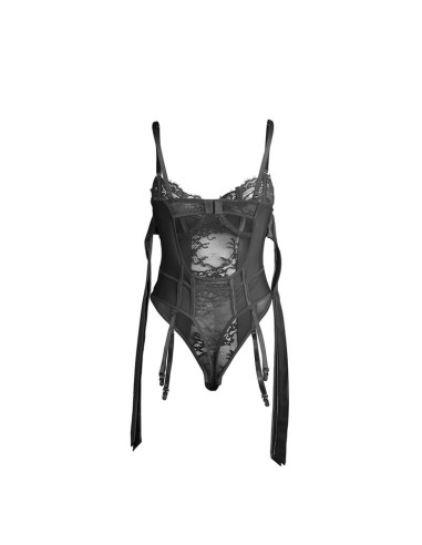 SUBBLIME 955496 BODY DE ENCAJE CON LAZOS Y LIGAS NEGRO S M