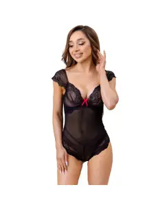 LIVCO CORSETTI FASHION EVELYN LC 20243 BODY CON ADORNOS DE ENCAJE Y TRANPARENCIAS NEGRO S M