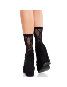 LEG AVENUE CALCETINES DE ENCAJE DE LAZOS NEGRO 2