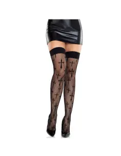 LEG AVENUE MEDIAS WORSHIP ME DE ENCAJE NEGRO