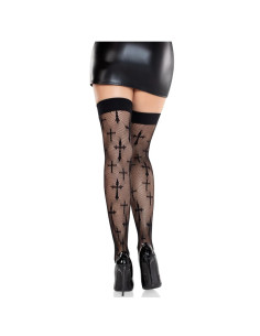 LEG AVENUE MEDIAS WORSHIP ME DE ENCAJE NEGRO 2